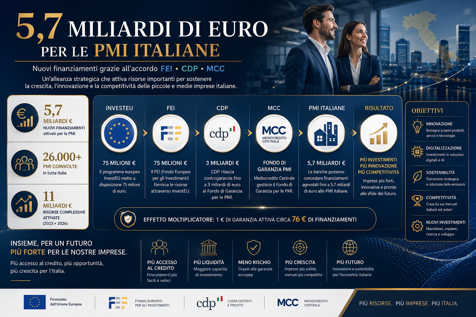 Finanziamenti PMI 2026: 5,7 miliardi di euro per la crescita delle imprese italiane